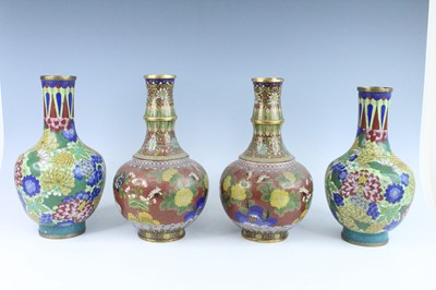 Lot 252 - Four Chinese cloisonné enamel vases, late Qing...