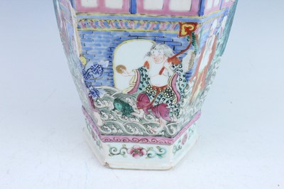 Lot 12 - A Chinese famille rose hexagonal vase,...