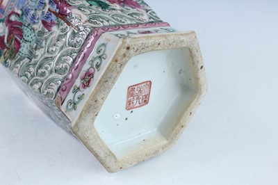 Lot 12 - A Chinese famille rose hexagonal vase,...