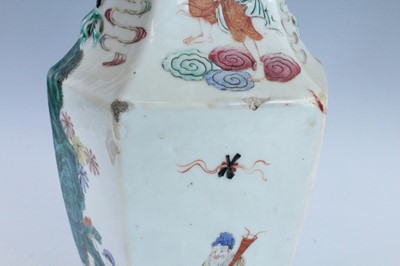 Lot 12 - A Chinese famille rose hexagonal vase,...
