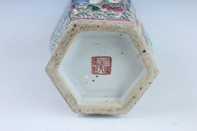 Lot 12 - A Chinese famille rose hexagonal vase,...