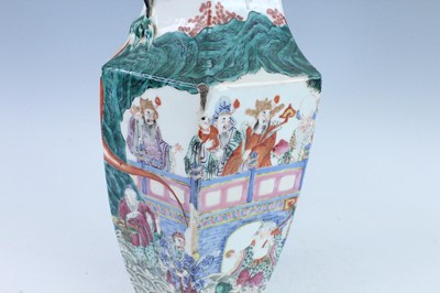 Lot 12 - A Chinese famille rose hexagonal vase,...