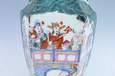 Lot 12 - A Chinese famille rose hexagonal vase,...