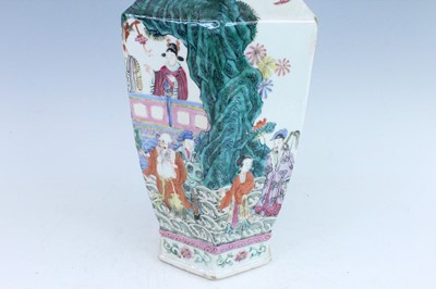 Lot 12 - A Chinese famille rose hexagonal vase,...