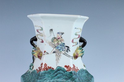 Lot 12 - A Chinese famille rose hexagonal vase,...