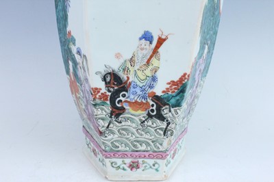 Lot 12 - A Chinese famille rose hexagonal vase,...