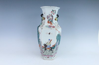 Lot 12 - A Chinese famille rose hexagonal vase,...