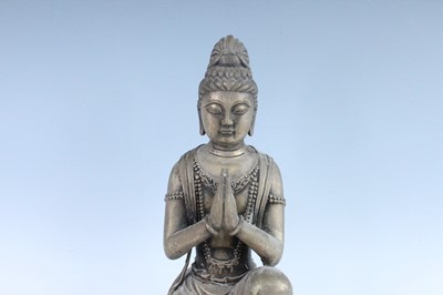 Lot 64 - A large Chinese bronze figure of Buddha on a...