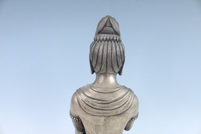 Lot 64 - A large Chinese bronze figure of Buddha on a...