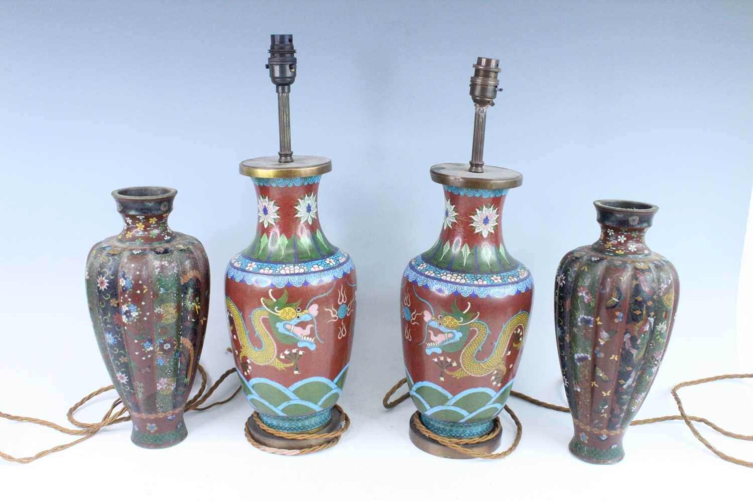 Lot 16 - Four Japanese cloisonné enamel vases, circa...