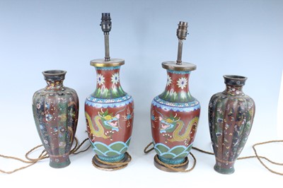 Lot 253 - Four Japanese cloisonné enamel vases, circa...