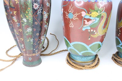 Lot 16 - Four Japanese cloisonné enamel vases, circa...