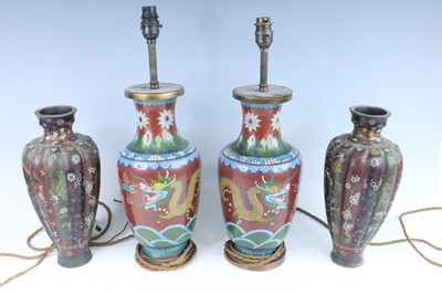 Lot 16 - Four Japanese cloisonné enamel vases, circa...