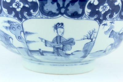 Lot 16 - A large Chinese blue and white figural bowl,...