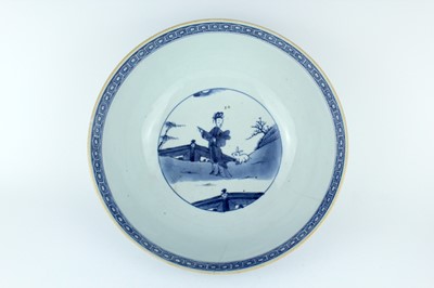 Lot 16 - A large Chinese blue and white figural bowl,...