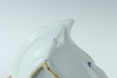 Lot 9 - A pair of Chinese blue and white leaf-shaped...