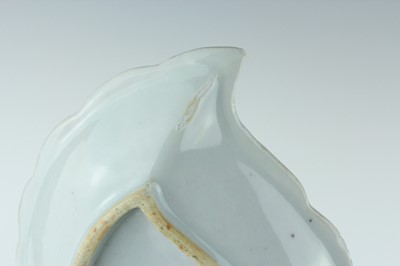 Lot 9 - A pair of Chinese blue and white leaf-shaped...