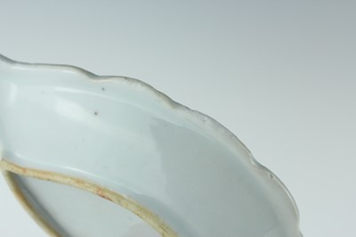 Lot 9 - A pair of Chinese blue and white leaf-shaped...