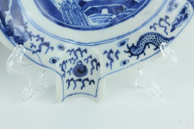 Lot 9 - A pair of Chinese blue and white leaf-shaped...