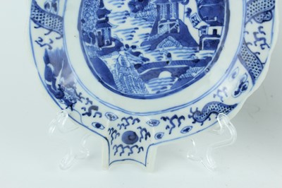 Lot 9 - A pair of Chinese blue and white leaf-shaped...