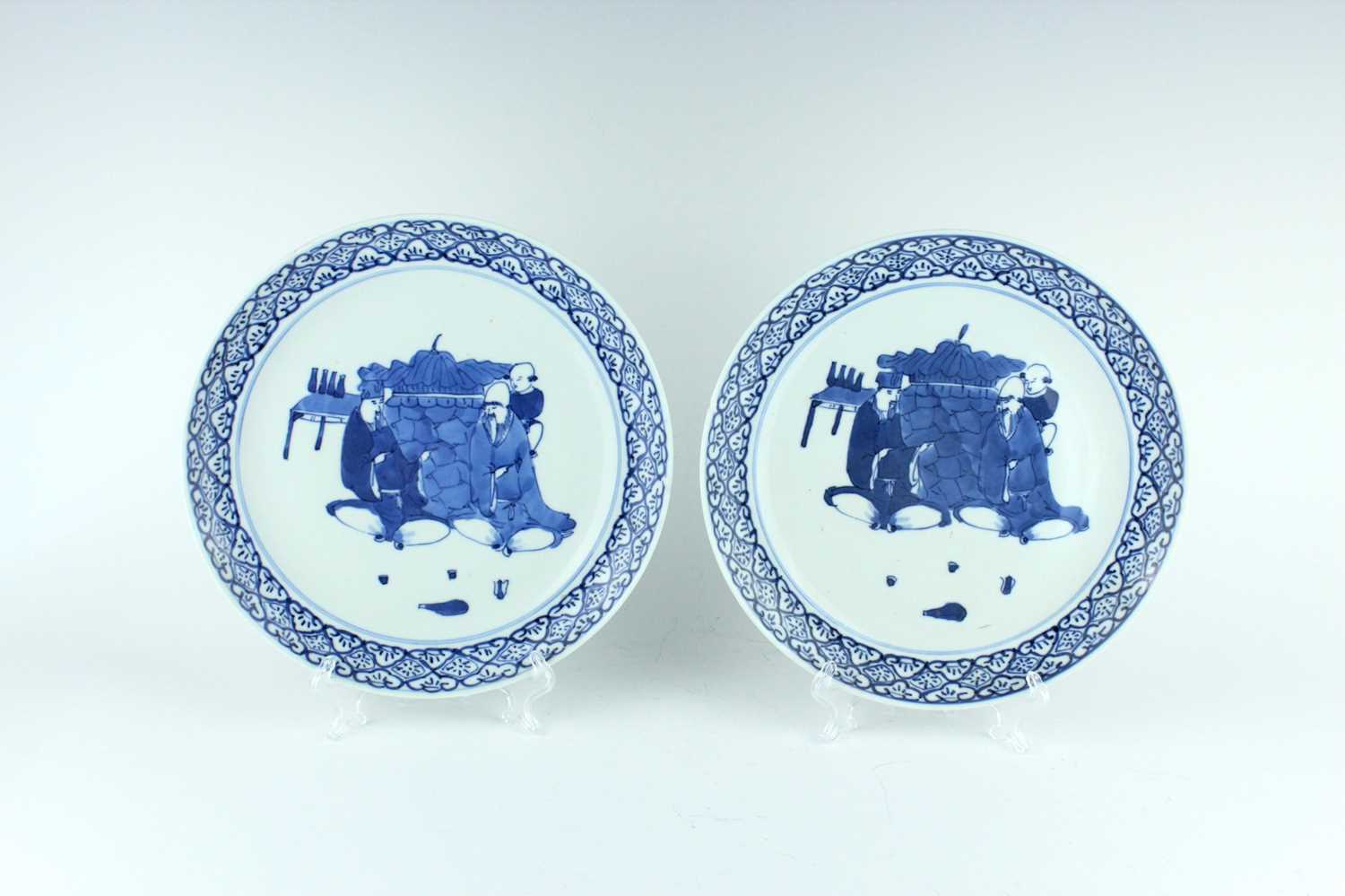 Lot 165 - A pair of Chinese blue and white ‘figural’...