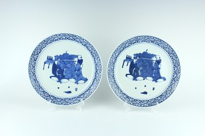 Lot 165 - A pair of Chinese blue and white ‘figural’...