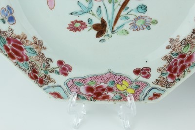 Lot 192 - Three Chinese famille rose octagonal plates,...