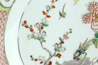 Lot 185 - Three Chinese famille verte plates, Qing...