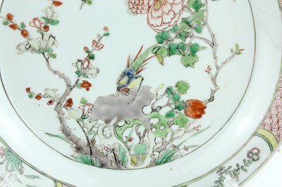 Lot 185 - Three Chinese famille verte plates, Qing...