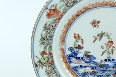 Lot 185 - Three Chinese famille verte plates, Qing...
