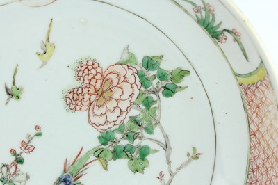 Lot 185 - Three Chinese famille verte plates, Qing...