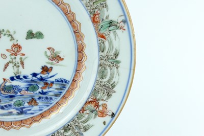 Lot 185 - Three Chinese famille verte plates, Qing...