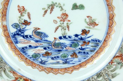 Lot 185 - Three Chinese famille verte plates, Qing...