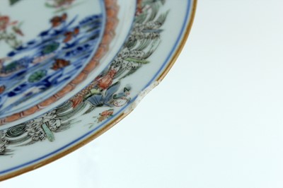 Lot 185 - Three Chinese famille verte plates, Qing...