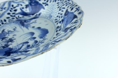 Lot 24 - Three Chinese blue and white dishes, Qing...