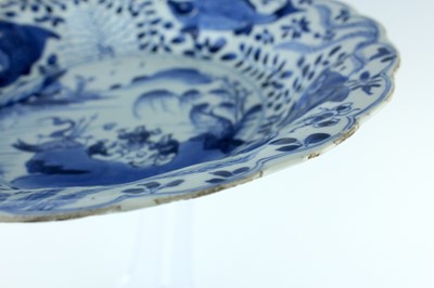 Lot 24 - Three Chinese blue and white dishes, Qing...