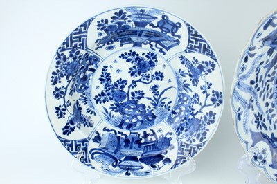 Lot 24 - Three Chinese blue and white dishes, Qing...