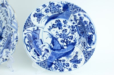 Lot 24 - Three Chinese blue and white dishes, Qing...