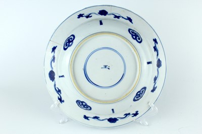 Lot 24 - Three Chinese blue and white dishes, Qing...