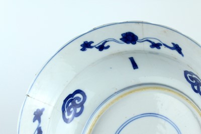 Lot 24 - Three Chinese blue and white dishes, Qing...