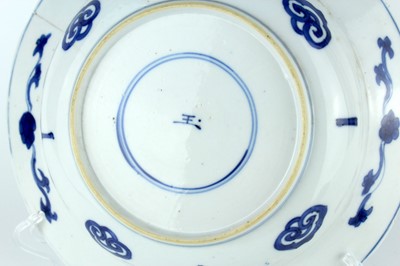 Lot 24 - Three Chinese blue and white dishes, Qing...