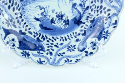 Lot 24 - Three Chinese blue and white dishes, Qing...