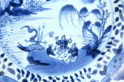 Lot 24 - Three Chinese blue and white dishes, Qing...