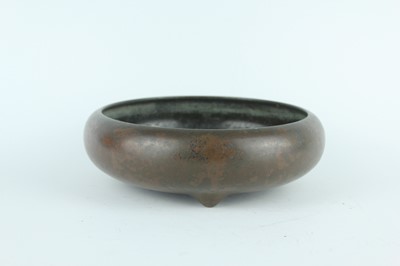 Lot 72 - A Chinese bronze censer with compressed body,...