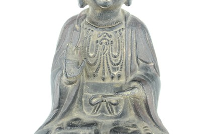 Lot 66 - A Chinese bronze figure of a seated Buddha,...