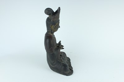 Lot 66 - A Chinese bronze figure of a seated Buddha,...