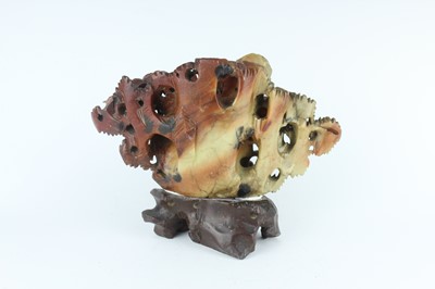 Lot 36 - A Chinese Shoushan stone landscape carving,...