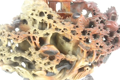 Lot 36 - A Chinese Shoushan stone landscape carving,...