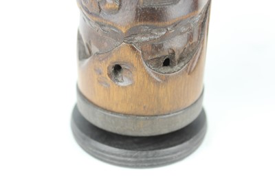 Lot 51 - Two Chinese bamboo carved incense holders,...