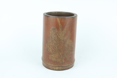 Lot 52 - Three Chinese bamboo brush pots, 19th to 20th...